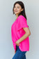 Keep Me Close Square Neck Short Sleeve Blouse in Fuchsia