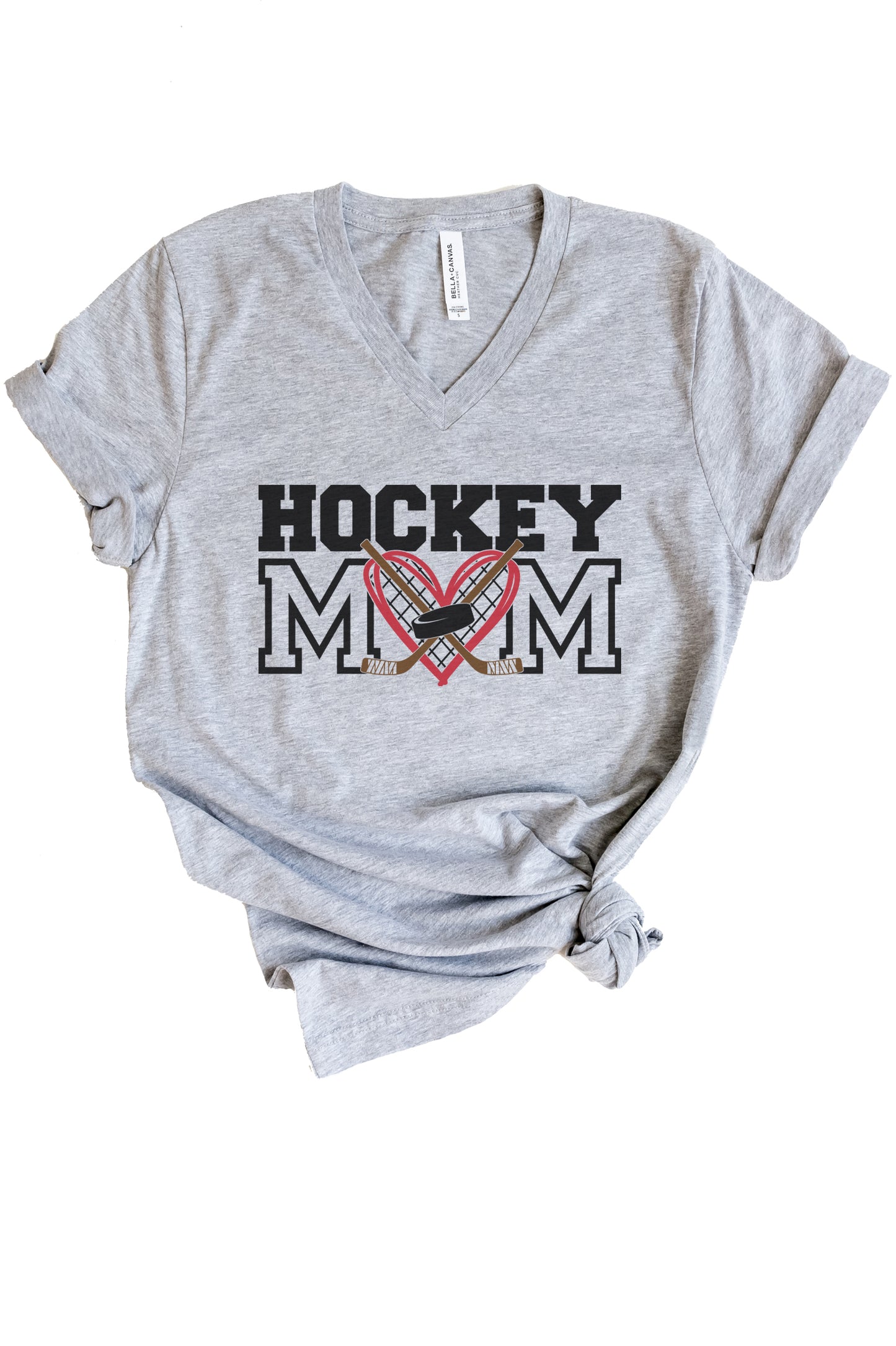 Hockey Mom V Neck Graphic Tee