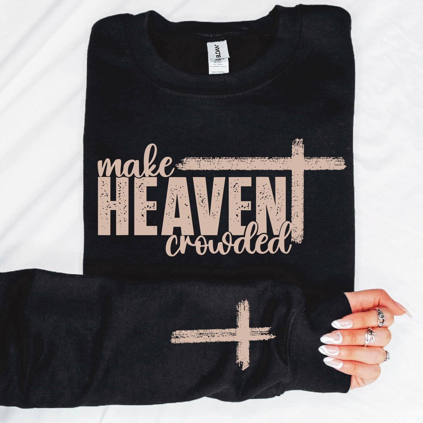 Make Heaven Crowded With Sleeve Accent Sweatshirt