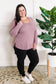 Button Front Long Sleeve Knit Henley In Lavender