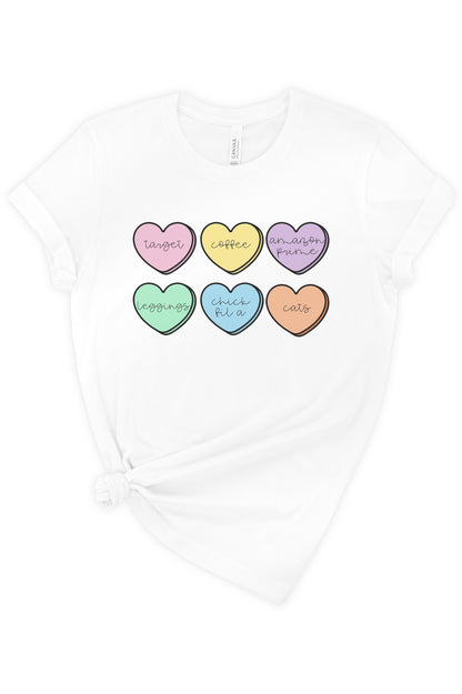 Shopping Conversation Hearts (Cats) Graphic Tee