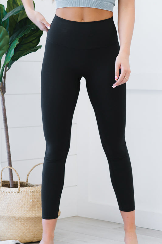 Solid Black Premium 5-Inch Yoga Leggings