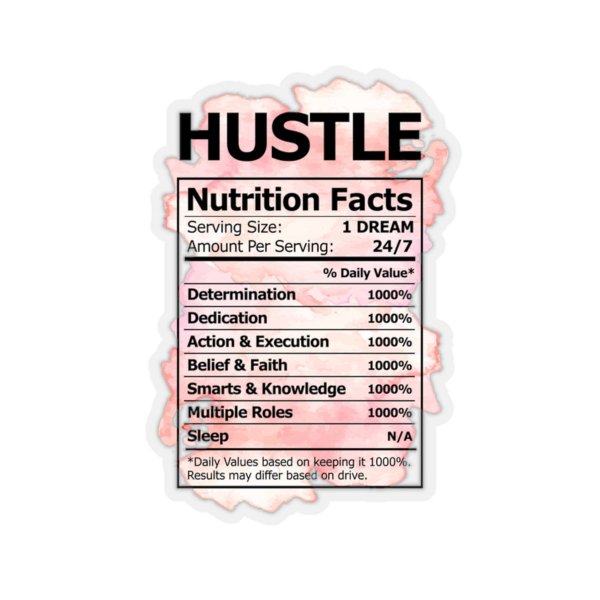 Hustle Nutrition Facts Sticker