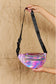 Good Vibrations Holographic Double Zipper Fanny Pack in Hot Pink