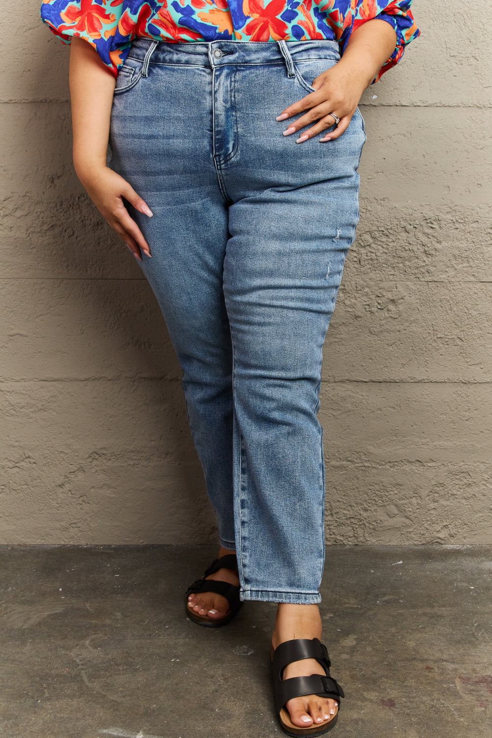Judy Blue Kayla High Waist Distressed Slim Jeans