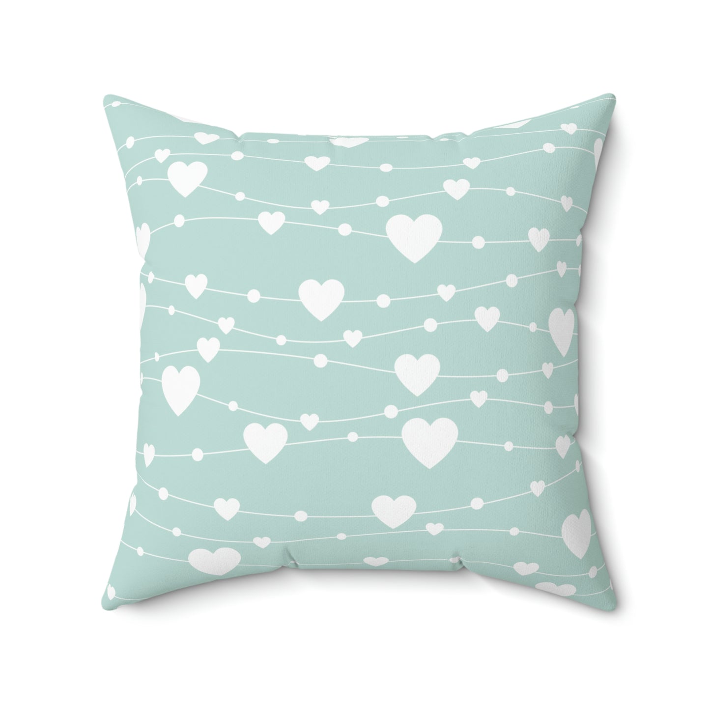 Mint Heartstrings Square Pillow Cover