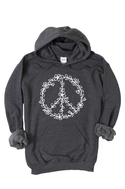 Floral Peace Sign Graphic Hoodie